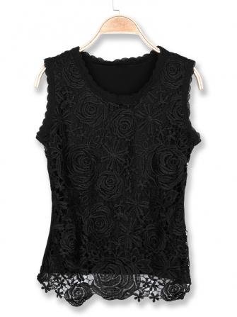 Bheema Women Elegant Plus Size Floral Crochet Lace Tank Tops