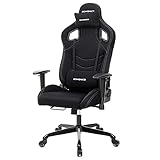 Songmics Chaise Fauteuil siège de Bureau Racing Sport avec Support Lombaire et Coussin Noir RCG03H