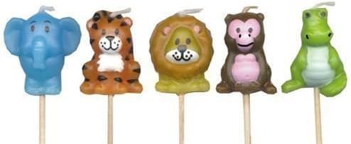 Jungle Animals Party Cake Pick Candles x 5
