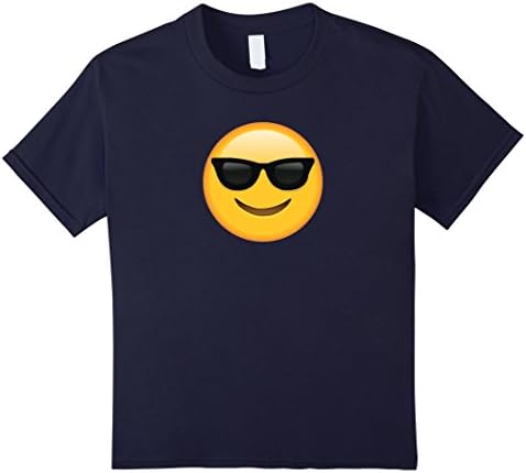 Kids Sunglasses Emoji Shirt, Sunglasses Emoticon T-Shirt 12 Navy
