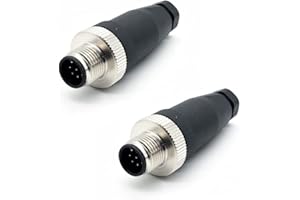 BAYZCONN 2 Conectores M12 de 8 Pines, Conectores Circulares codificados A, 8 Pines in situ, Conector roscado instalable de 12 mm, Conector de aviación Macho IP67 Conector Circular Industrial