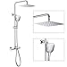 Produktbild Azarton Duschsystem, Duschsystem mit Thermostat mit Round Handbrause und Mit Wasserhahn, 3 Strahlarten Auswählbar Regenschauerfunktion, (Duscharm 365mm, Rainshower Duschsystem, Chrom)