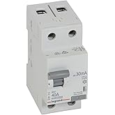 LEGRAND, RX3 402037 Residual Current Circuit Breaker 40 A 2 Pin 30 mA 230 VAC 2 TE RCCB for AC / DC Pulsating Current Fixing