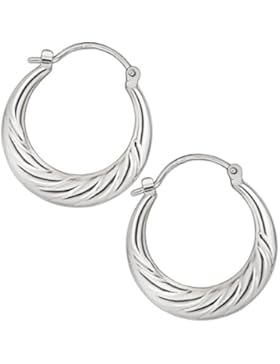 CLEVER SCHMUCK Silberne Creolen Ø 20 mm glänzend mit Zierlinien und kleinem Bügelklappscharnier STERLING SILBER...