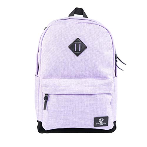 SEVENTEEN LONDON – Modern Unisex Lilac 'Westminster' Backpack with a Black Faux Suede Base in a Cl SEVENTEEN LONDON – Modern Unisex Lilac 'Westminster' Backpack with a Black Faux Suede Base in a Cl