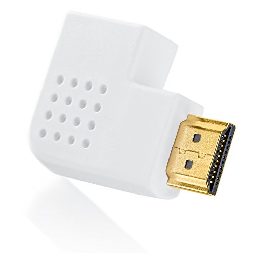 CSL – HDMI Winkelstecker 90° Winkel – HDMI Kabel Adapter Stecker abgewinkelt flach | Adapter 1.4a (with Ethernet) | Full HD 1080p | Zertifiziert | 24K vergoldete Kontakte | weiß - 3