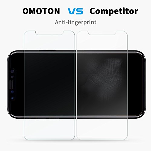 OMOTON  2 Unidades  iPhone X Protector de Pantalla  5 8 Pulgadas  2 5D Borde Dureza 9H Anti - Huellas Anti - Burbujas Kit de Instalaci  n Incluida