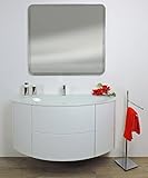  BADEN HAUS Mueble baño suspendido Moderno Touch Blanco Fresno, tamaño cm 120, Lavabo Cristal sin Espejo a LED