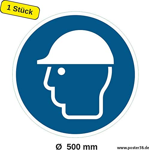 Preisvergleich Produktbild Aufkleber"Kopfschutz benutzen", DIN ISO 7010, 500 mm