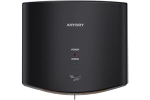 anydry 2630S Secador de Manos Compacto automático de Alta Velocidad,Comercial y hogar,Cubierta de ABS,1400-1650W,Negro