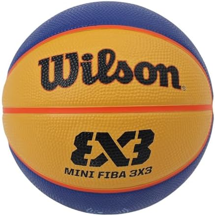 Wilson Pallone da Basket, FIBA 3x3 Mini, Misura 3, Blu/Giallo, Gomma, Uso all'Interno e all'Esterno