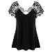 Produktbild Makefortune T-Shirt Top Bluse, Sommer Womens Fashion Plus Größe Spitze Stich V-Ausschnitt Kurzarm Trim Cutwork Casual T-Shirt Tops Bluse (XXXXXL, Schwarz)
