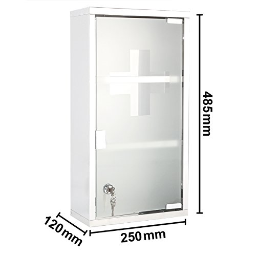 Medizinschrank / Arzneischrank im Klassischen Design aus rostfreiem Edelstahl (Groß und Klein) Medikamentenschrank Hausapotheke Arznei Schrank Apothekenschrank (3 Fächer 48.5 x 12 x 25) - 6
