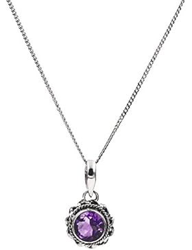 Luna Azure Sterling Silber Vintage Stil Echter Edelstein Amethyst Handarbeit Anhänger Halskette 18