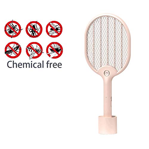 Preisvergleich Produktbild Elektrischer Moskito-Klatsche, Moskito-abweisender USB, Der LED Auflädt, Doppelter Netzschutz (Farbe : Rosa)