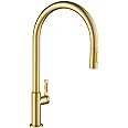 KRAUS Oletto High-Arc Single Handle Pull-Down Kitchen Sink Faucets in Brushed Brass, Kitchen Faucets with Pull Down Sprayer, KPF-2821BB