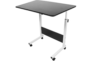 smallrun Mesa portatil Ordenador Escritorio con Ruedas 60 * 40CM Mesa Auxiliar de Altura Ajustable para Dormitorio (HNEGRO)