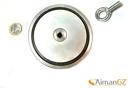 1 superiman with Hook, 97 mm Diameter x 20 mm Thickness – 300 kg pull for Fishing with Magnets
