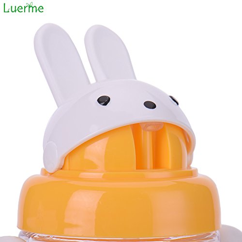 luerme 240 ml Flip Cartoon Kaninchen Gap Babys Kids Kinder Trinkbecher Stroh Sippy Flasche mit Antirutsch-Griffen - 4
