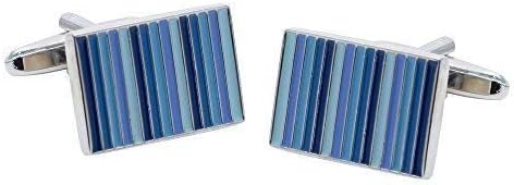 Funky Cufflinks~comBlue Multi Stripe Cufflinks
