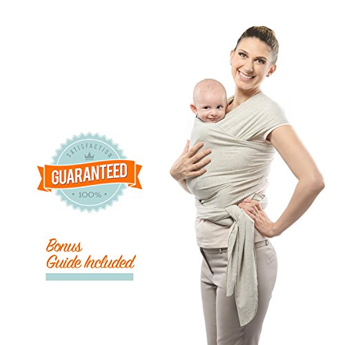Premium Baby Carrier, One Size Fits All, Sling / Wrap for Newborns, Infants, & Toddlers, Soft Cotton & Spandex Fabric, Grey