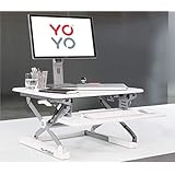 Yo-Yo DESK MINI (WHITE) Height-Adjustable Standing Desk [68 cm Wide]. Superior sit-stand solution suitable for all workstatio