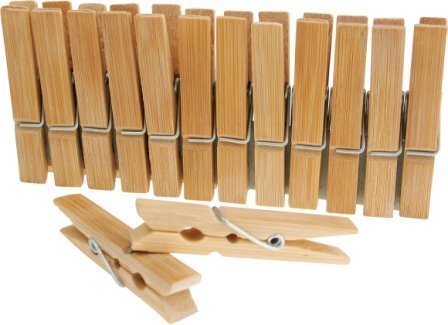 bastelkoerble® Holz - Wäscheklammern - 24Stück , Maße: 65 x 10 mm , aus Bambus.