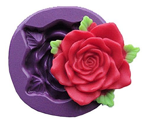Europe Silicone Mold Maker Silikonform für Heimwerker für den 3D-Abdruck einer Rose mit Blättern. Geeignet für die Herstellung von Gegenständen aus Seife, Gips, Harz, Eis, Keramik, Ton, Wachs und anderen gegossenen Materialien, die für das Heimwerken geeignet sind. Formen geeignet für die Herstellung von selbstgemachten Gegenständen - Gegenstand: Rose Blätter Rosenblüte Blüte
