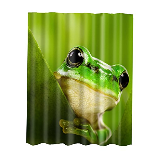 Generic 180 x 180cm Polyester Wasserdicht Duschvorhang für Dusche und Badewanne Badezimmer Platte mit 12 Haken Dekor – Frosch , 180cm x 180cm - 6