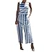 Produktbild  Bekleidung,Loveso  Casual Modisch Denim Blau Jumpsuit Damen Vintage Eleganter V Ausschnitt Rüschenärmel Multi-Tasche Weites Bein Overall Jumpsuit