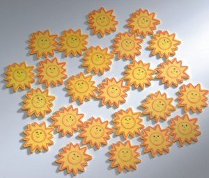 EFCO Scatter Sonnen, Miniatur aus Holz, gelb, 35 mm, 24 Stück