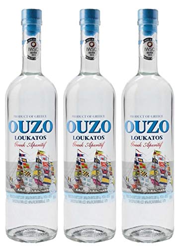 3x 0,7l Ouzo Loukatos 38% Vol. | Milder Ouzo aus Patras