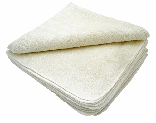MuslinZ 12PK Wipes Bamboo Cotton Terry Wipes 20x20 cms Face Cloth Washable reuseable Baby Wipes (Off-White)