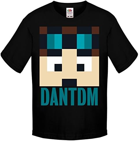 One Stop Kids Dan TDM Or Stampy Cat Short Sleeve T-Shirt Boys Girls Unisex Top (12-13 Years, DANTDM Black)