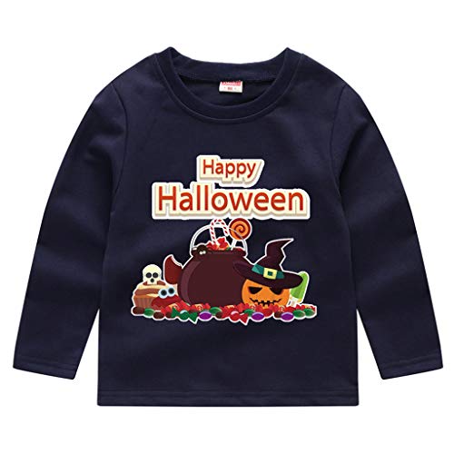 MoneycomBébé Enfant en Bas âge Enfants Garçons Filles Citrouille d'halloween Sweat-Shirt Tops T-Shirt Halloween Party Retro Patchwork Fairy Tale Vintage Marine(4-5 Ans)