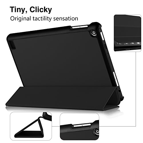 Amazon Fire 7-Hülle (7-Zoll-Tablet, 7. Generation – 2017), IVSO Ultra Schlank Ständer Slim Leder zubehör Schutzhülle perfekt geeignet Für Das neue Fire 7 (2017), 17,7 cm (7 Zoll) Display Tablet, Schwarz - 2
