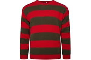 COMFYLOT & KK TRADERS MCR LTD® Boys Girls Red Green Striped Jumper Knitted Unisex Nightmare On Elm Street Halloween Sweater Top Size 5-13 Years
