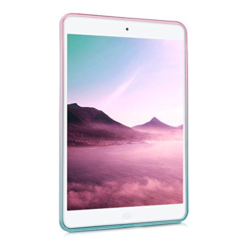 kwmobile Hülle für Apple iPad Mini 2 Retina / iPad Mini 3 – Case Handy Schutzhülle TPU Silikon für Tablet – Backcover Cover klar Pink Blau Transparent - 2
