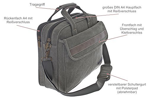 FLUGBEGLEITER MESSENGER UMHÄNGETASCHE ARBEITSTASCHE SCHULTER HERREN TASCHE Stoff Canvas - 5
