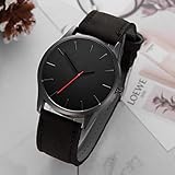 XiYuanShangMao Casual Men Runde Zifferblatt Uhr Business Lederband Quarz Armbanduhr (Schwarz