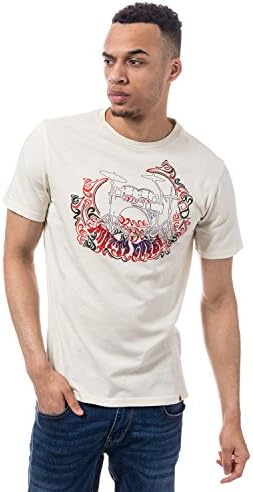 Pretty Green Men's Fouberts Ss Print Tee T-Shirt, Off-White (Stone), Small
