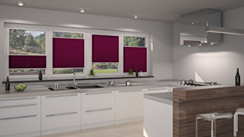 DecoProfi PLISSEE bordeaux, verspannt, Breite 60cm x 130cm (max. Gesamthöhe Fensterflügel), mit Klemmträger / Klemmfix / ohne Bohren - 7