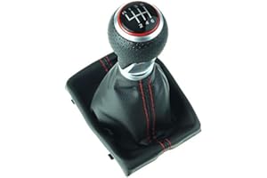 Do!LED DoLED perforierter Schaltknauf + Schaltsack + Rahmen - Leder - rote Naht - 6 Gang Ersatzteil Chrom-Hochglanz Look