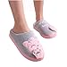 Produktbild Stillshine Hausschuhe 3D Katze Plüsch Pantoffel Warme Winter Indoor Rutschfeste Hause Kuschelige Slippers Für Damen/Kind (Grau/Pink, EU 24 [Innere länge 22.5 cm])