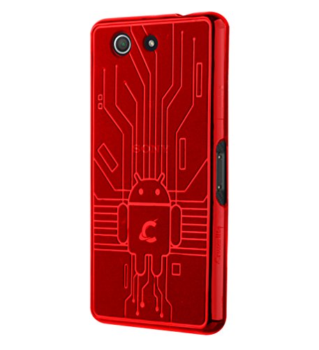 Z3 Compact Case, Cruzerlite Bugdroid Circuit Case for Sony Xperia Z3 Compact - Retail Packaging - Red