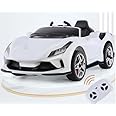 Don't Cry Toys Ferrari F8 12V Battery Operated Ride-On Car for Kids | Electric Car with Remote Control | Rechargeable Battery-Powered Toy with LED Lights, Music, and USB Port | Ages 2-8 (White)