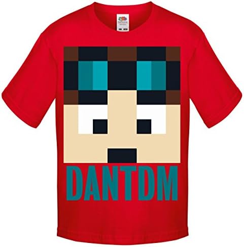 One Stop Kids Dan TDM Or Stampy Cat Short Sleeve T-Shirt Boys Girls Unisex Top (9-11 Years, DanTDM Red)