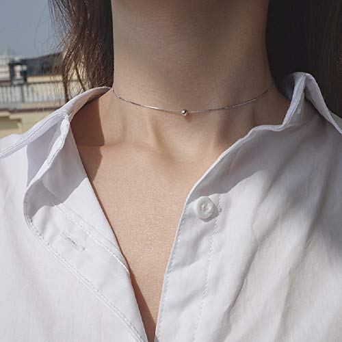 Preisvergleich Produktbild Silberkugel-Halskette aus Sterlingsilber S925, Wild Clavicle-Kette, einstellbare Halskette, Student-Halskette,1,925er Silber