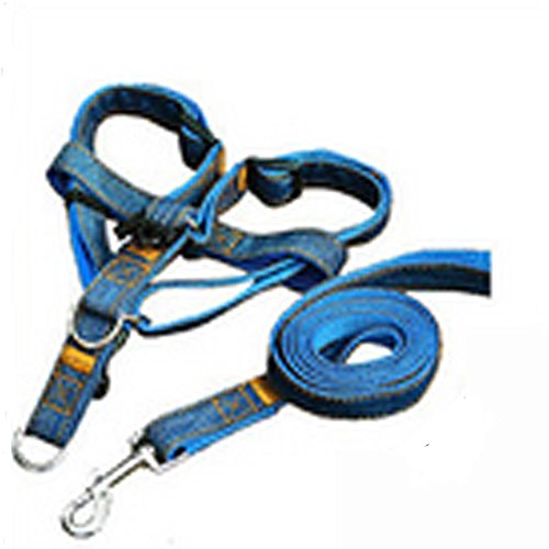 Preisvergleich Produktbild VictoryCN Verstellbares Softgeschirr im klassischen Jeans Look Hundeleine Best Dog mit Ruckdämpfer für mittlere und große Hunde(No.3)
