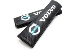 PROTREX UK Carbon Fibre Effect Seat Belt Shoulder Cover Pads. Polestar v60 XC90 S40 V70 XC70 (Bl/Gn))